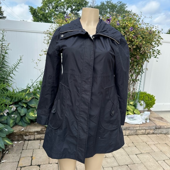 Lands End Black trench coat water resistant size XS - Picture 1 of 15